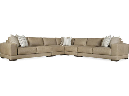 Lars 5-Piece Leather Sectional Sofa with Track Arms and Block Feet