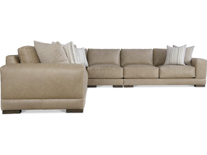 Lars 5-Piece Leather Sectional Sofa with Track Arms and Block Feet