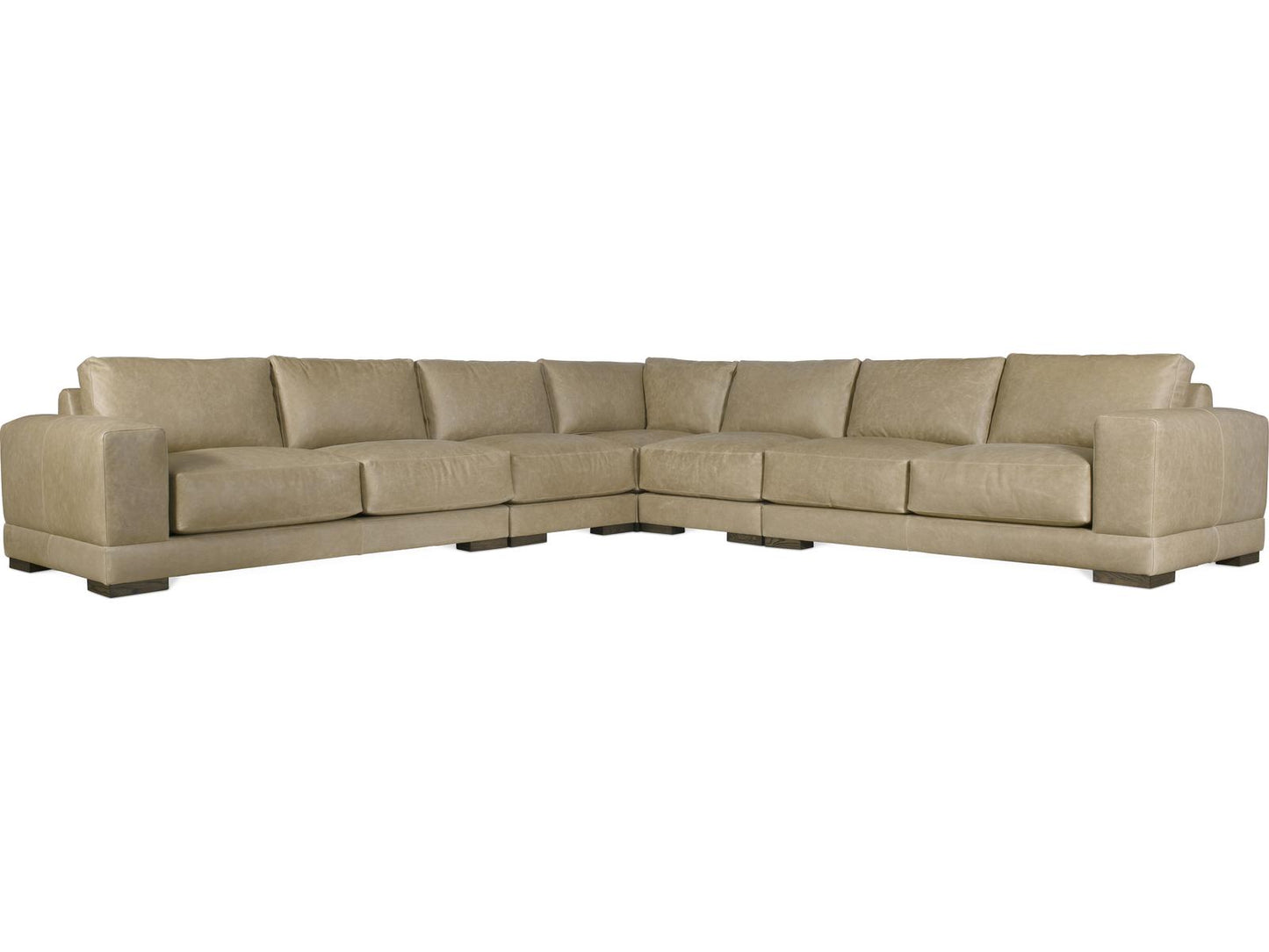 Lars 5-Piece Leather Sectional Sofa with Track Arms and Block Feet