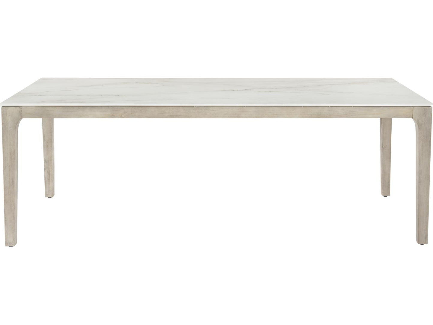 Exteriors Marbella 85-Inch Rectangle Outdoor Dining Table in Matte Shell White and Sun Washed Teak