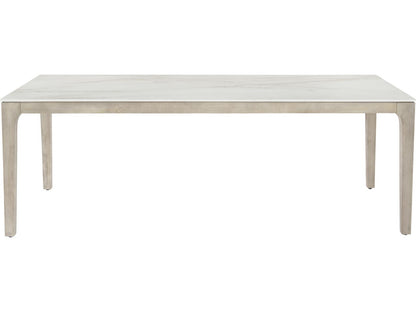 Exteriors Marbella 85-Inch Rectangle Outdoor Dining Table in Matte Shell White and Sun Washed Teak