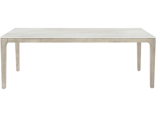 Exteriors Marbella 85-Inch Rectangle Outdoor Dining Table in Matte Shell White and Sun Washed Teak