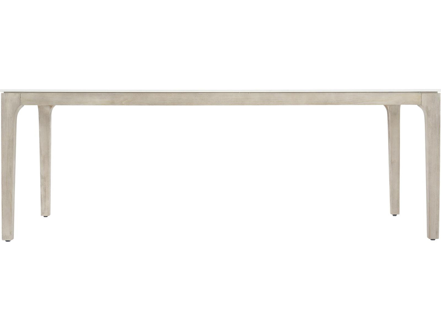 Exteriors Marbella 85-Inch Rectangle Outdoor Dining Table in Matte Shell White and Sun Washed Teak
