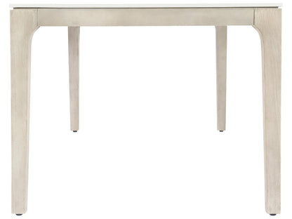 Exteriors Marbella 85-Inch Rectangle Outdoor Dining Table in Matte Shell White and Sun Washed Teak