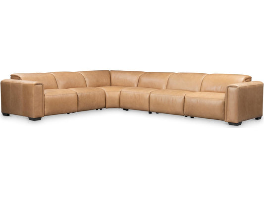 Billings 6-Piece Power Motion Leather Sectional in Tan