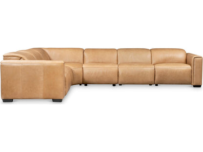 Billings 6-Piece Power Motion Leather Sectional in Tan