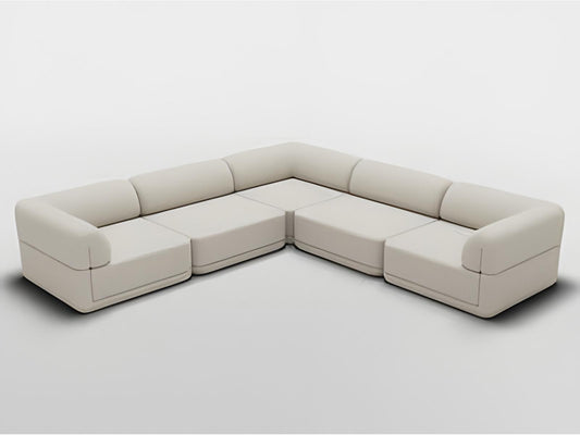 Cube Corner 2-Piece Modular Boucle Sectional Sofa in Cream