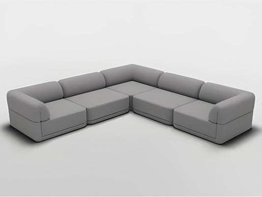 Cube Modular Corner Boucle Sectional Seat in Grey