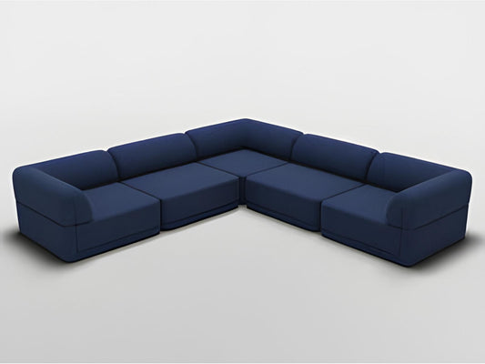 Cube Sofa Collection Modular Corner Sectional in Navy Chenille