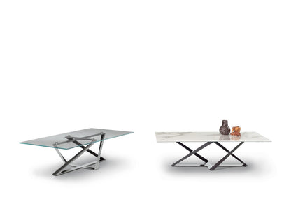 Millennium Rectangle Coffee Table in Natural Silver and Clear Glass