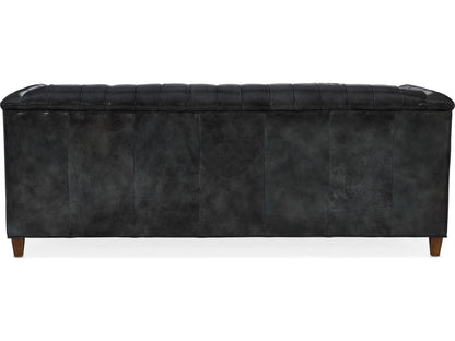 Jaden Tufted Leather Stationary Sofa with 8-Way Hand Tied Construction