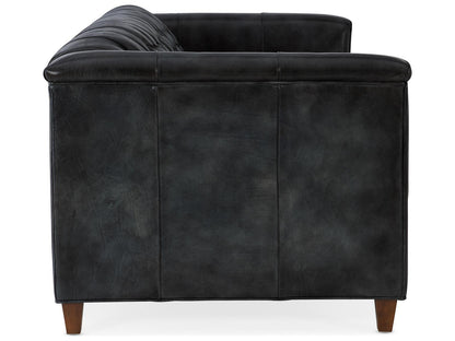 Jaden Tufted Leather Stationary Sofa with 8-Way Hand Tied Construction