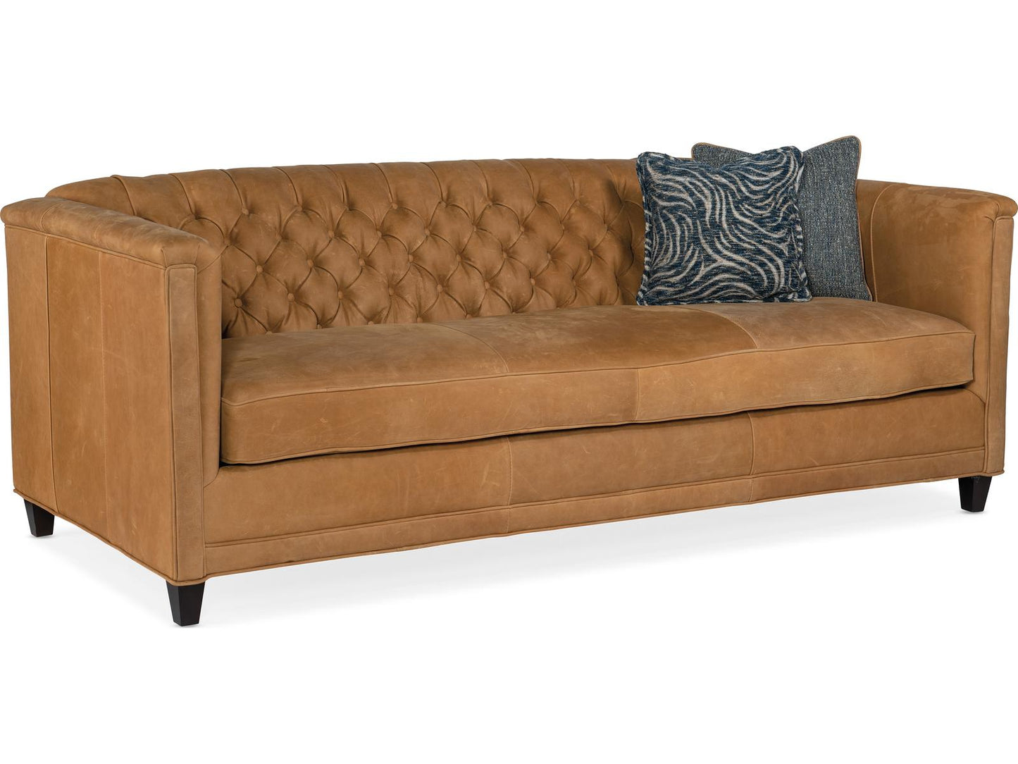 Jaden Stationary Tufted Leather Sofa 8-Way Hand Tied in Customizable Finish