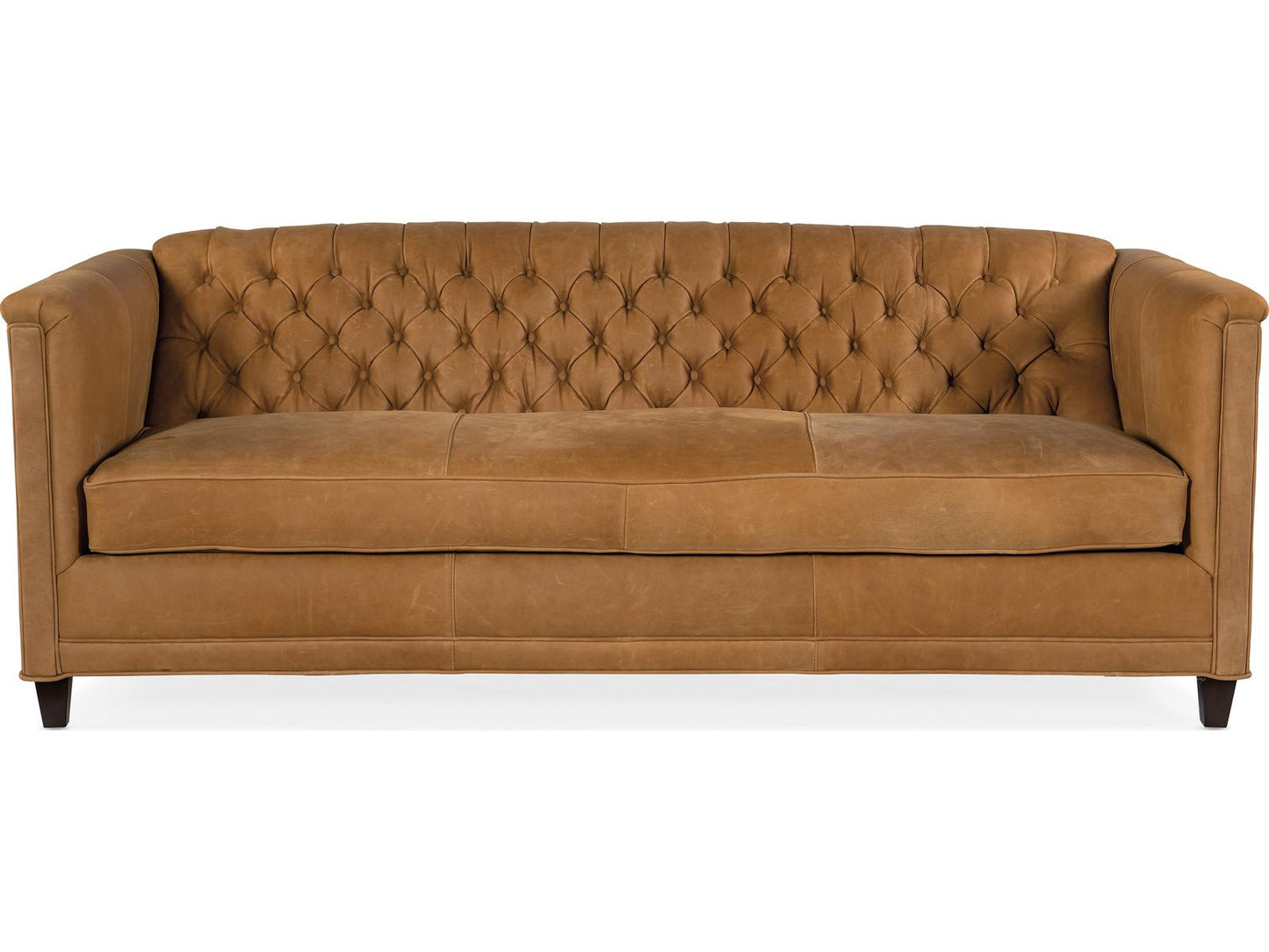 Jaden Stationary Tufted Leather Sofa 8-Way Hand Tied in Customizable Finish