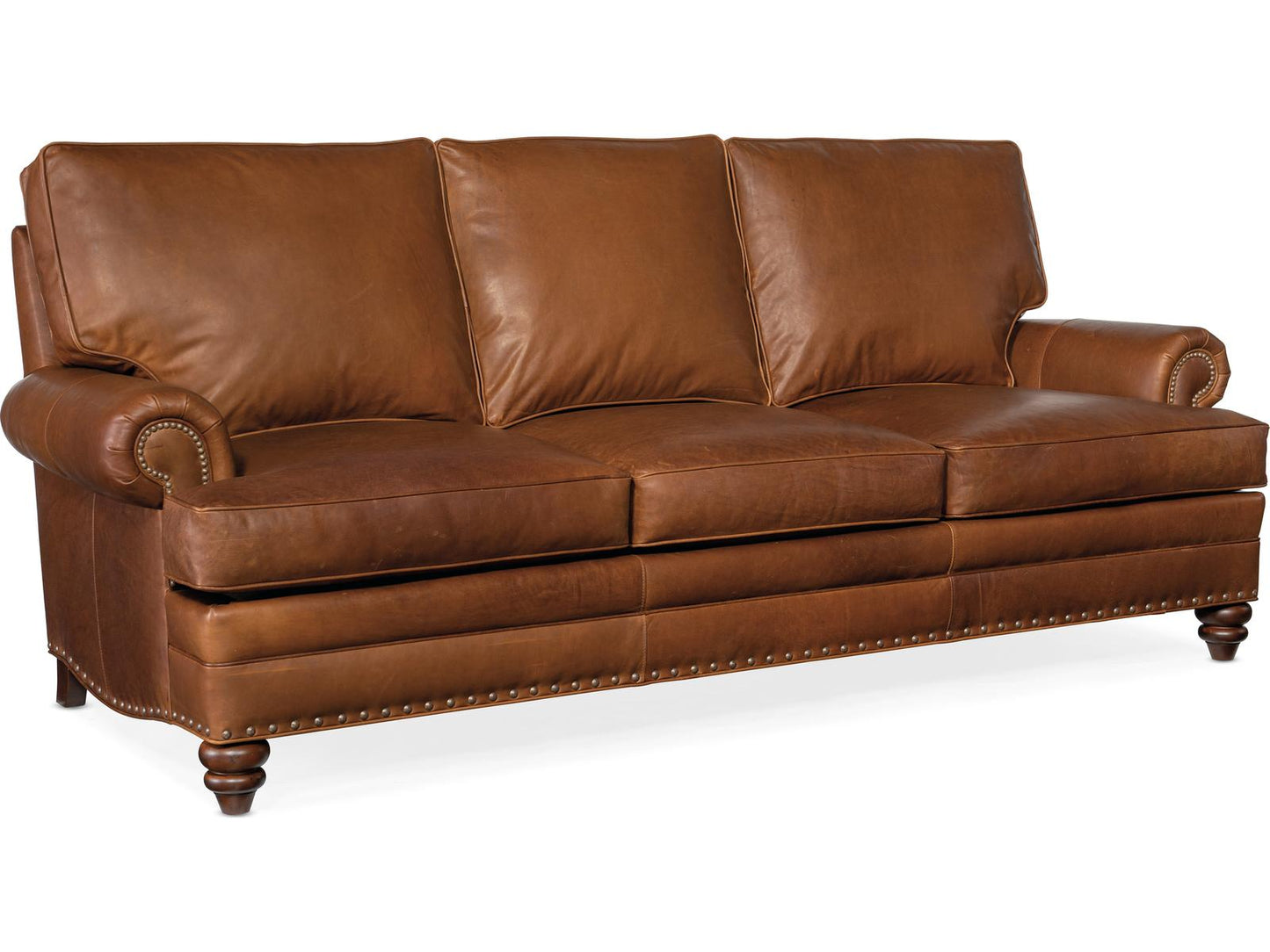 Hoff 3-Seat Leather Sofa with Nailhead Trim