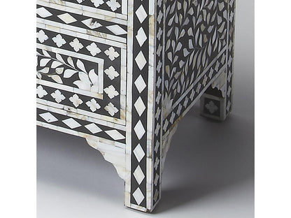 Vivienne 3-Drawer Chest in Black with Mother of Pearl Inlay