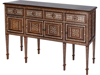 Manali 60-Inch Rectangle Teak and Mother of Pearl Console Table in Brown