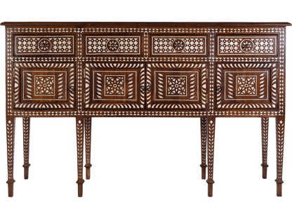 Manali 60-Inch Rectangle Teak and Mother of Pearl Console Table in Brown