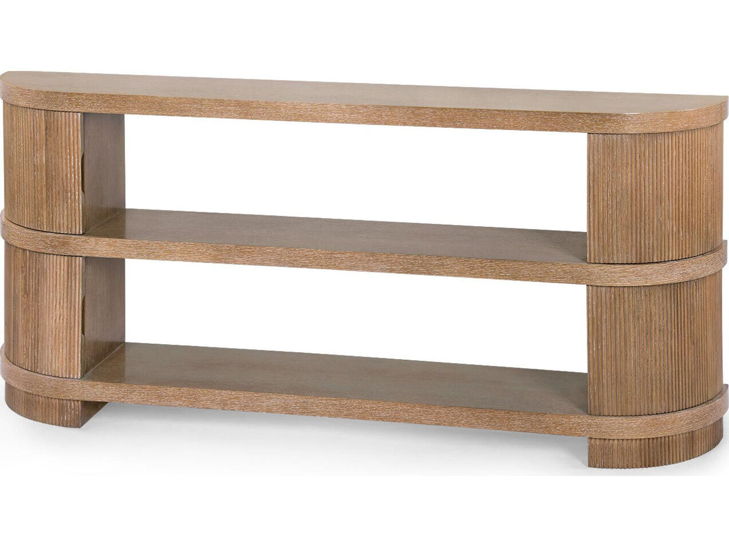 Atlas Soft Glow Oak Wood Console Table with Fluted Ends