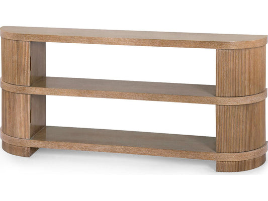 Atlas Soft Glow Oak Wood Console Table with Fluted Ends
