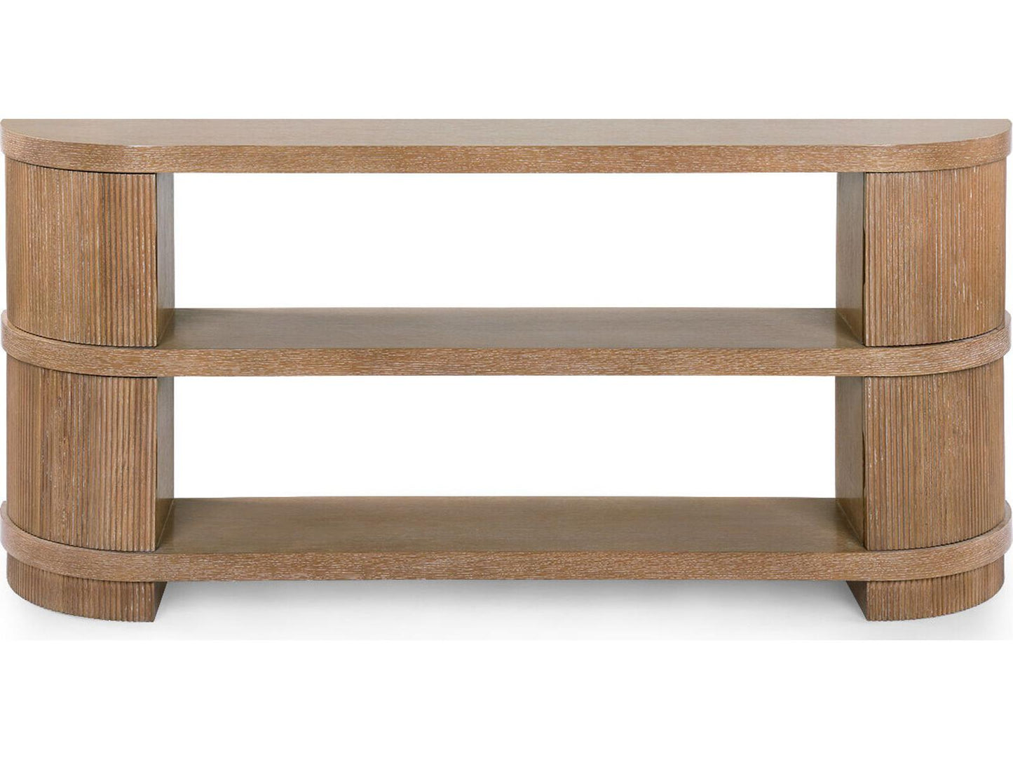 Atlas Soft Glow Oak Wood Console Table with Fluted Ends