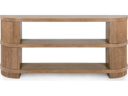 Atlas Soft Glow Oak Wood Console Table with Fluted Ends