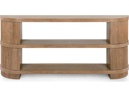 Atlas Soft Glow Oak Wood Console Table with Fluted Ends