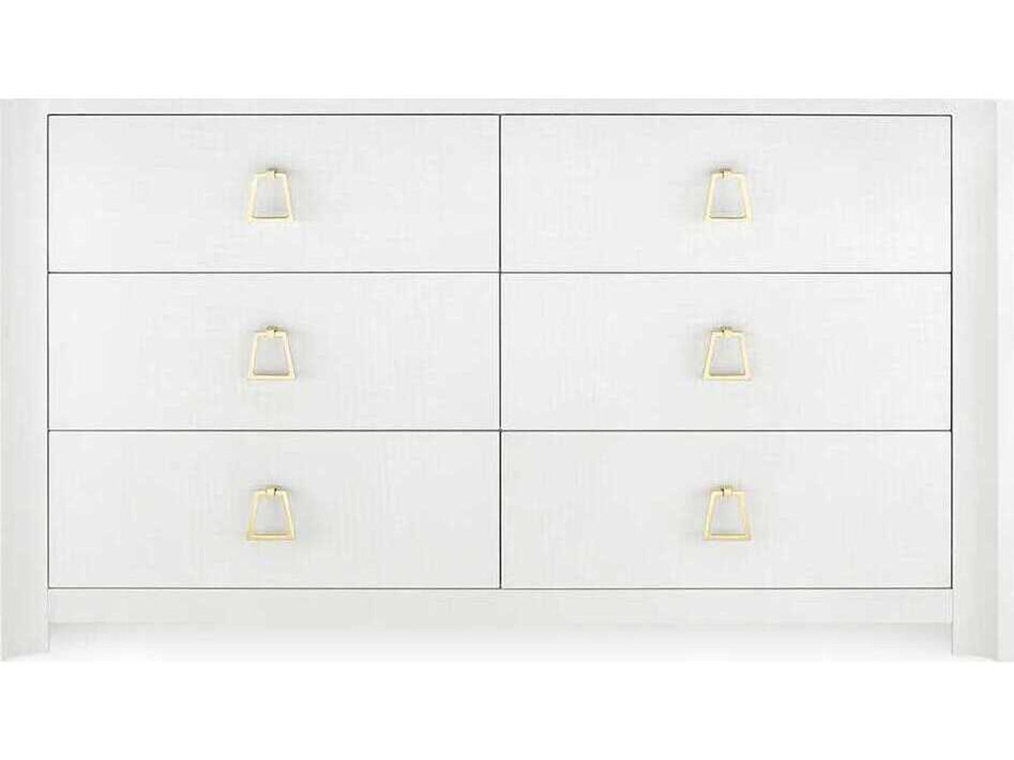 Villa and House Audrey Extra Large 6-Drawer Dresser in Cream with Polished Brass Pulls