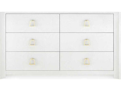 Villa and House Audrey Extra Large 6-Drawer Dresser in Cream with Polished Brass Pulls