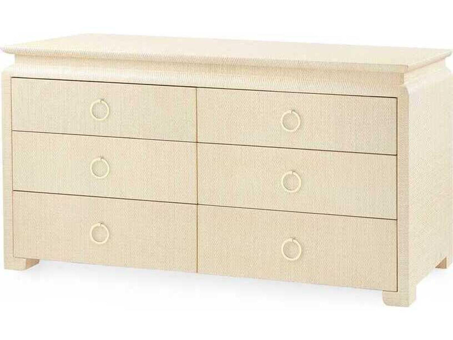 Elina Extra Large 6-Drawer Lacquered Grasscloth Dresser Natural Twill