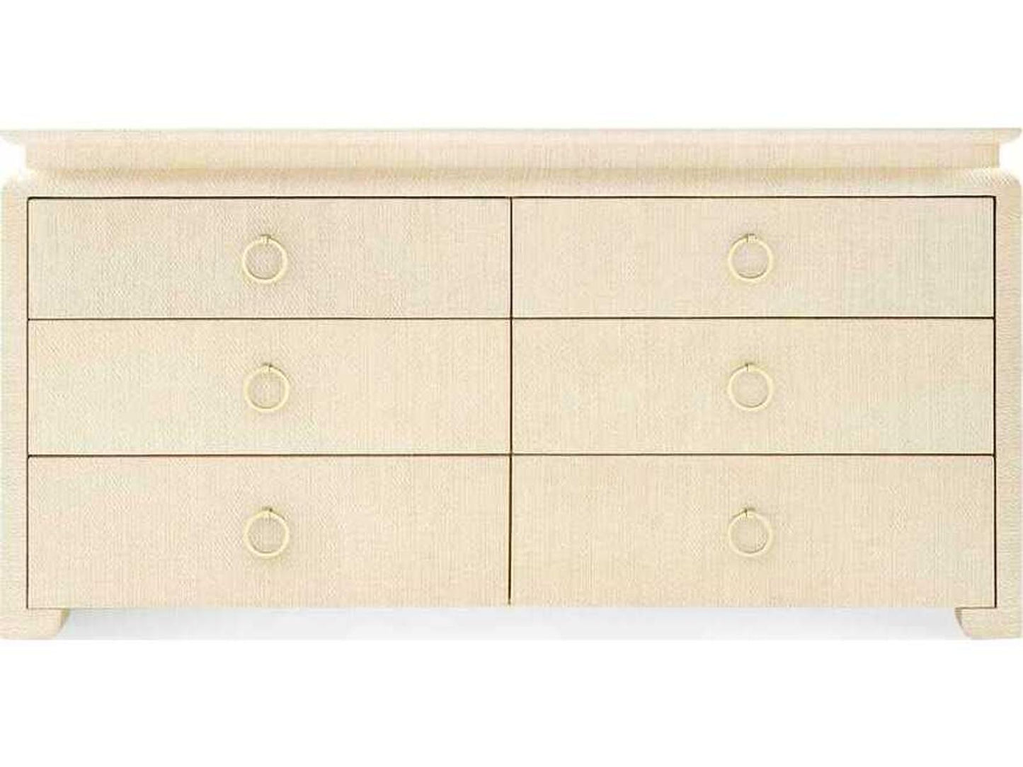 Elina Extra Large 6-Drawer Lacquered Grasscloth Dresser Natural Twill