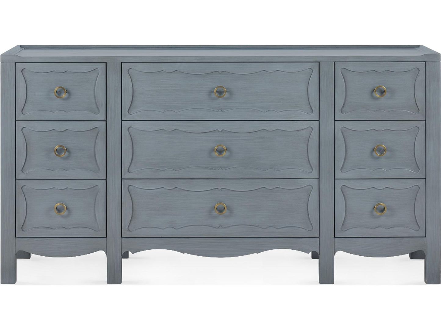 Sara 9-Drawer Dresser in Blue Lacquered Acacia Wood