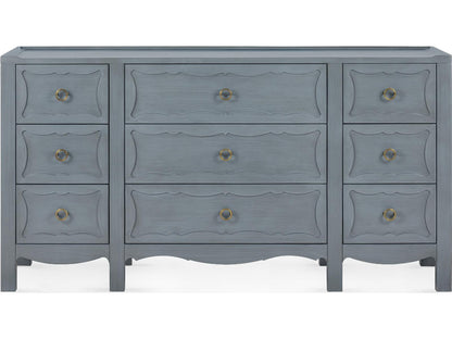 Sara 9-Drawer Dresser in Blue Lacquered Acacia Wood