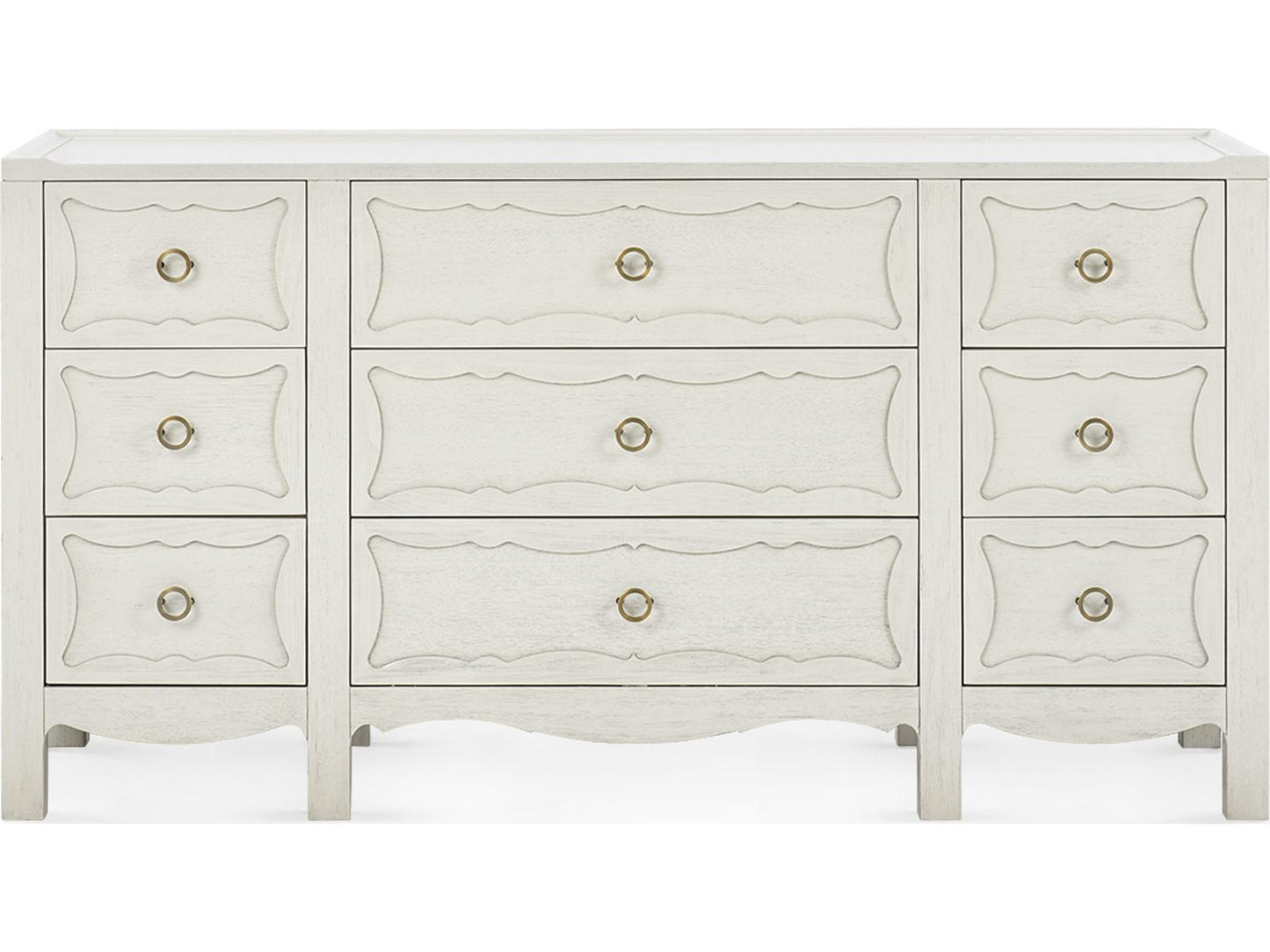 Sara Extra Large 9-Drawer Lacquered Wood Dresser in White
