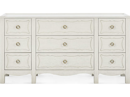 Sara Extra Large 9-Drawer Lacquered Wood Dresser in White