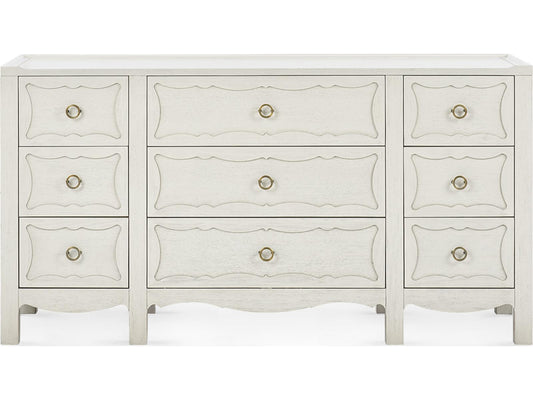 Sara Extra Large 9-Drawer Lacquered Wood Dresser in White