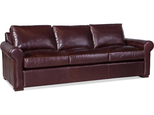 Bedford 3-Seat Leather Sofa with Rolled Arms and Tapered Legs