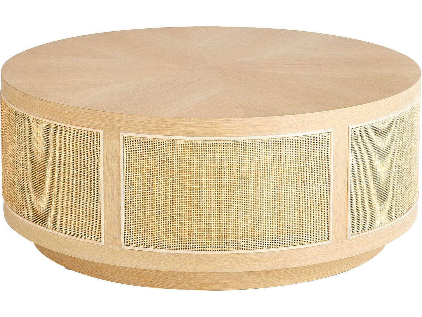 Lamu Round Coffee Table in Natural Oak and Rattan