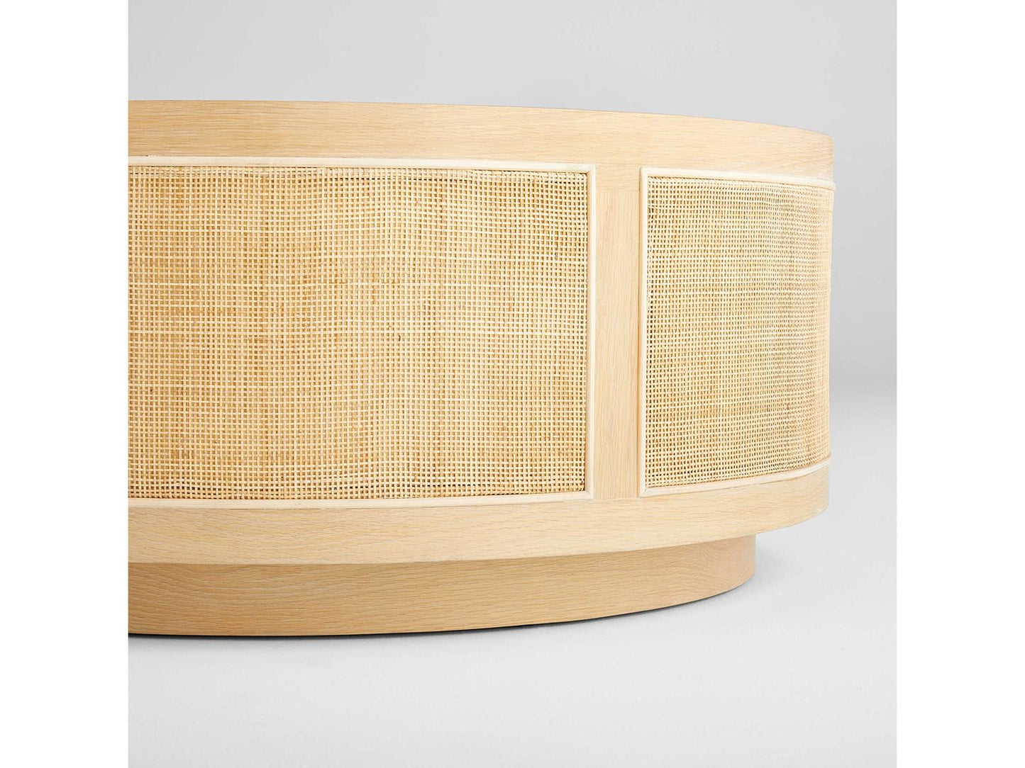 Lamu Round Coffee Table in Natural Oak and Rattan