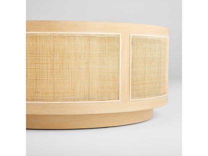Lamu Round Coffee Table in Natural Oak and Rattan