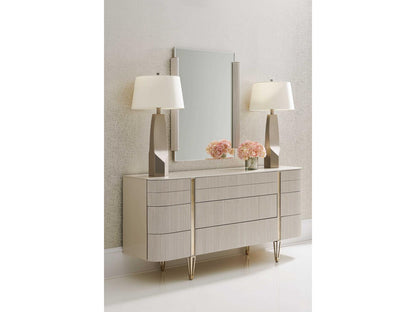 Classic Love at First Sight 9-Drawer Dresser in Matte Pearl and Whisper of Gold