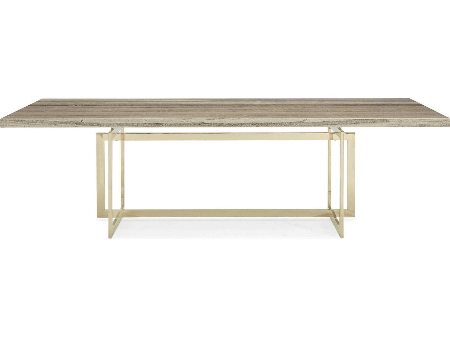 Wish You Were Here 100-Inch Rectangle Dining Table in Gray Sandstone and Whisper of Gold