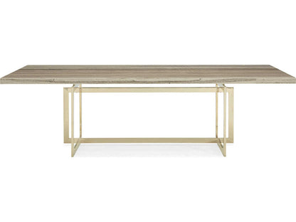 Wish You Were Here 100-Inch Rectangle Dining Table in Gray Sandstone and Whisper of Gold