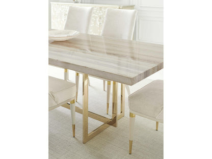 Wish You Were Here 100-Inch Rectangle Dining Table in Gray Sandstone and Whisper of Gold