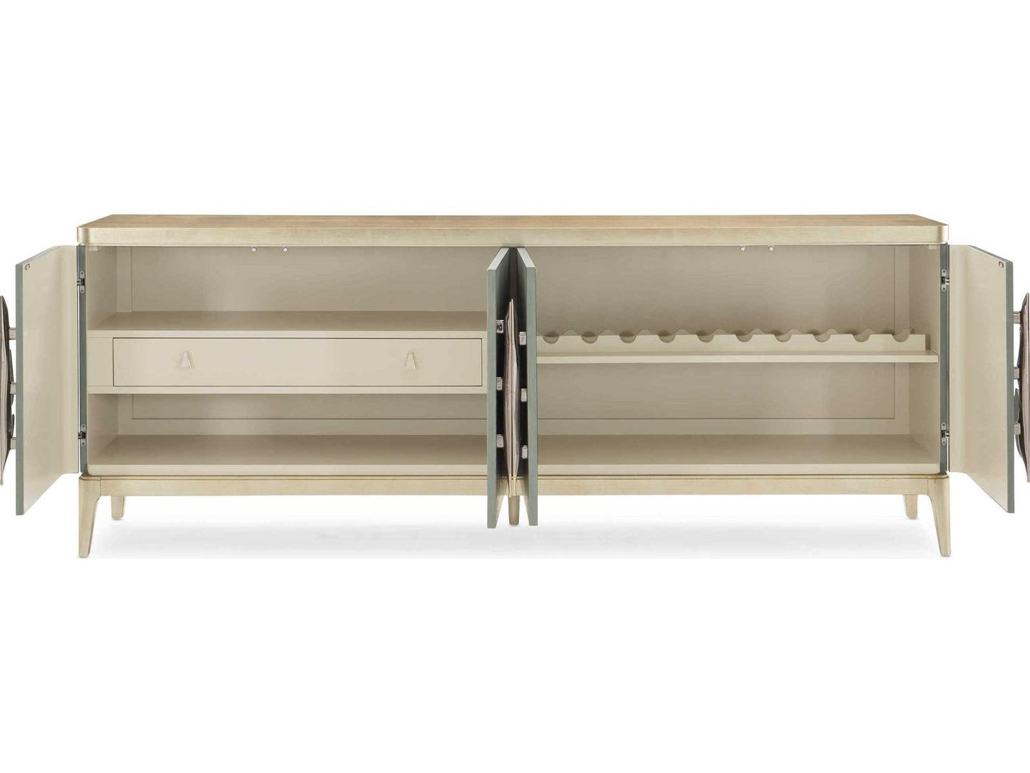 Classic Waterside Buffet with Wine Storage in Tranquil and Coastal Silver Leaf