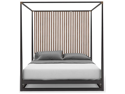 Pinstripe King Canopy Bed in Dark Chocolate and Rich Walnut