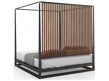 Pinstripe King Canopy Bed in Dark Chocolate and Rich Walnut