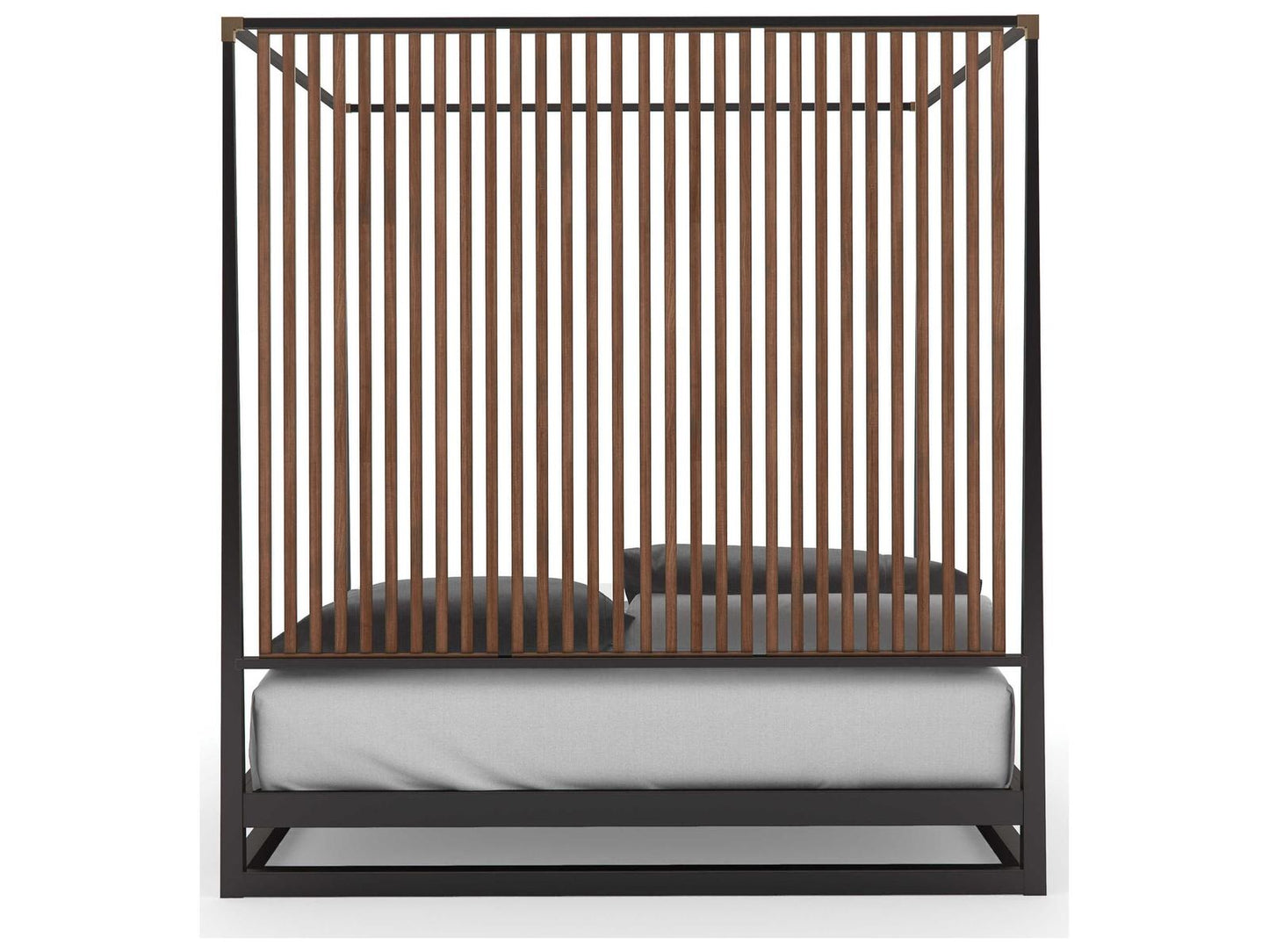 Pinstripe King Canopy Bed in Dark Chocolate and Rich Walnut