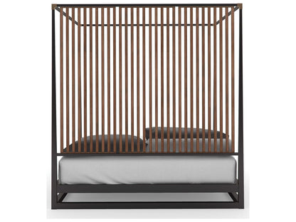 Pinstripe King Canopy Bed in Dark Chocolate and Rich Walnut