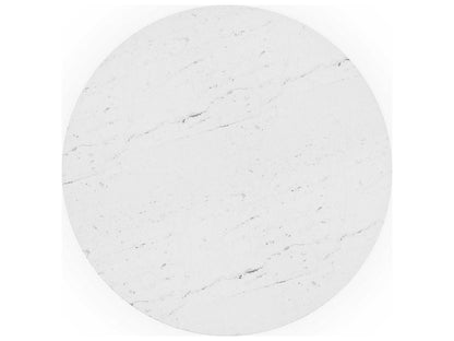 All Natural 60-Inch Round Dining Table with White Marble Top and Rich Walnut Base
